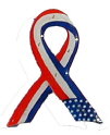 American Flag Ribbon Flashing Magnetic Pin 2.75" x 1.75" (MPAF)