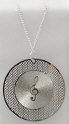 Necklace with Laser Cutting G-Clef on Record (Silver plated) (LNGC01)