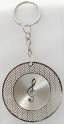 Key Chain with Laser Cutting G- Clef on Record (silver plated) (LKGC01)