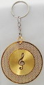 Key Chain with Laser Cutting G- Clef on Record (gold plated) (LKGC02)