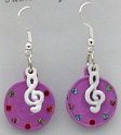 Earring with Purple Record and White G Clef  (JER-D)